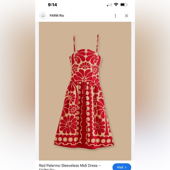 FARM Rio Red and Cream Floral Maxi Dress with Braided Straps - Picture 2 of 6